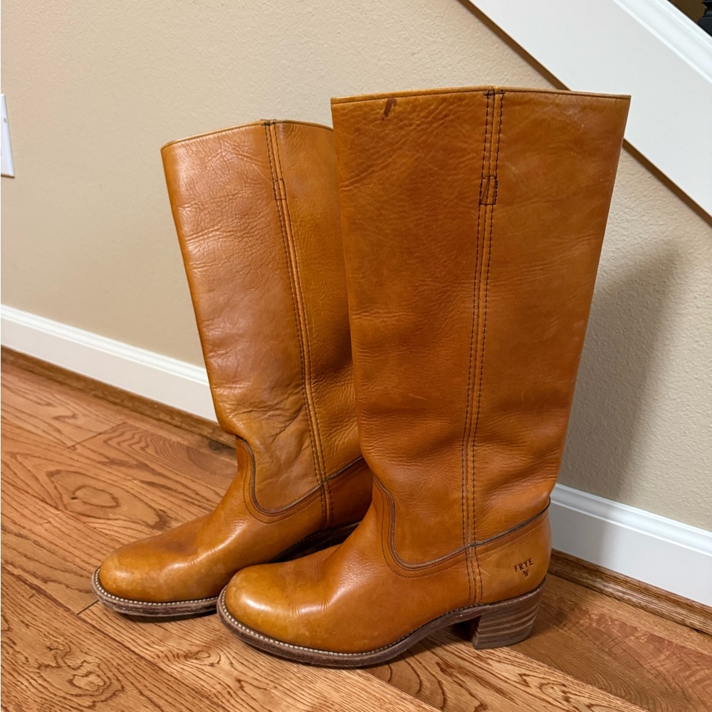 Frye Tall Leather Boots in Tan
